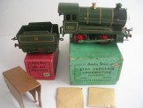 Rare Hornby Gauge 0 E120 Electric GWR Matt Green Locomotive and Tender 9319.  Boxed with boiler card etc, C 1939