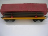 Hornby Gauge 0 Yellow No 2 Lumber Wagon with load.  Unusual with Red Stantions, Boxed