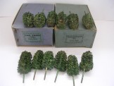 Hornby Gauge 0 12 Oak Trees without stands, boxed and empty box for 12 trees and stands