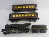 Very Rare Hornby Gauge 0 24v CPR Locomotive and Tender with 2x CPR Bogie Coaches