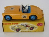 Dinky Toys 109 Austin Healey '100' Sports.  Yellow, Boxed