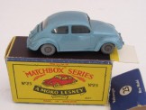 Matchbox Series 1-100 No 25 Volkswagen.  Metallic steel blue, clear windows.  GPW, Boxed.