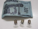 3 x Hornby Gauge 0 bulbs lettered Meccano 10v ISA contained in Meccano packed
