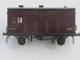 Commercially Built Wood Construction Gauge 0 Coarse Scale LMS Horse Box Containing 3 Diecast Horses