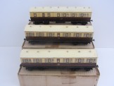 Rake of 3 Leeds Gauge 0 Wood and Paper Litho GWR Corridor Coaches all Boxed