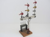 Very Rare Bassett-Lowke Gauge 0 Special Order Wooden Triple Arm Junction Signal with Lever Frame Control