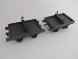 Very Rare Bassett-Lowke Gauge 0 Early Wooden Pair of Bolster Wagons