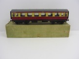 Postwar Bassett-Lowke Gauge 0 BR Blood and Custard 3rd Class Bogie Coach Boxed