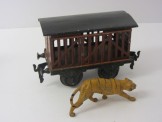 Very Early Marklin Gauge One Hand Enamelled Cattle Wagon containing Johillco Tiger