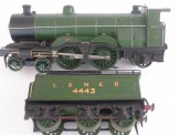 Very Rare Leeds (LMC) Gauge 0 Electric (Ex GNR) LNER Green 4-4-2 Atlantic Locomotive and Tender 4443
