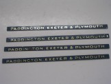 4 x Hornby Gauge 0 Gold on Blue ''Paddington, Exeter & Plymouth'' Coach Boards
