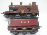 Rare Bing for Gamages Gauge 0 Clockwork Midland 4-2-2 Single Locomotive and Tender No 610