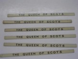 6 x Hornby Gauge 0 Black on White ''The Queen of Scots'' Coach Boards