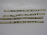4 x Hornby Gauge 0 Black on White ''The Queen of Scots'' Coach Boards