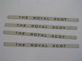 4 x Hornby Gauge 0 Black on White ''The Royal Scot'' Coach Boards