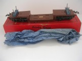 Early Hornby Gauge 0 Brown and Blue Trolley Wagon.  Boxed with original blue paper.