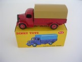 Very Rare Dinky Toys 413 Austin Covered Wagon.  Red with Red Hubs and Beige Canopy, Boxed