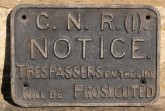 GNR(I) Cast Iron Small Rectangular Trespass Notice