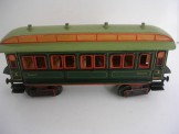 Early Marklin Gauge One Hand Enamelled Bogie Coach with lifting roof and interior detail