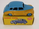 Dinky Toys 152 Austin Devon Saloon.  Blue upper yellow lower, Boxed