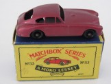 Matchbox Series 1-100 No 53 Aston Martin.  Metallic red with BPW, Boxed.