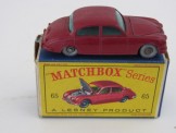 Matchbox Series 1-100 No 65 Jaguar 3.8 Sedan.  Metallic red with SPW, Boxed.