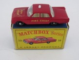 Matchbox Series 1-100 No 59 Fire Chief's Car (Ford Fairlane).  Red with BPW, Boxed.