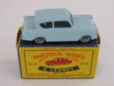Matchbox Series 1-100 No 7 Ford Anglia.  Light blue with SPW, Boxed.