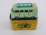 Matchbox Series 1-100 No 34 Volkswagen Caravette.  Pale green with GPW, 24 Treads.  Boxed.