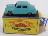 Matchbox Series 1-100 No 36 Austin A50.  Blue green with GPW, Boxed.