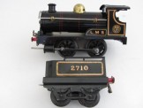 Early Hornby Gauge 0 Clockwork LMS Black 2710 Locomotive & Tender