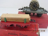 Hornby Gauge 0 NE Flat Truck with Cable Drum and No 1 Timber Wagon.  Both Boxed.