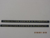 2 Hornby Gauge 0 Gold on Blue Coach Boards Paddington, Exeter and Plymouth