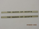2 Hornby Gauge 0 Black on White Coach Boards ''The Queen of Scots''