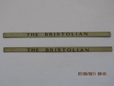 2 Hornby Gauge 0 Black on White Coach Boards ''The Bristolian''