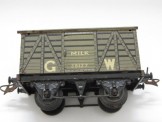 Hornby Gauge 0 No 0 Grey GW Milk Van with Black Chassis and Sliding Doors.