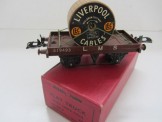 Post War Hornby Gauge 0 LMS Flat Truck with cable drum, Boxed