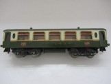 Early Hornby Gauge 0 Green and Cream No 2 Pullman Coach with fixed doors