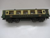 Early Hornby Gauge 0 Green and Cream No 2 Pullman Coach with opening doors