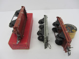 Postwar Hornby Gauge 0 NE Flat Boxed, NE Flat with Cable Drum and Prewar NE Flat