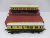 Pair of Hornby Gauge 0 No2 GW Corridor Coaches Boxed