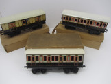 Set of 3 Bing Gauge 0 LNWR Shortie Bogie Coaches Boxed
