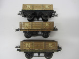 3 Hornby Gauge 0 NE Open Wagons