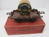 Postwar Hornby Gauge 0 LMS Flat Wagon with Cable Drum Boxed