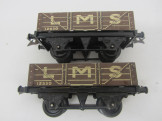 2 Postwar Hornby Gauge 0 LMS Open Wagons