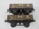 2 Postwar Hornby Gauge 0 LMS Open Wagons