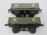 2 Postwar Hornby Gauge 0 NE Open Wagons