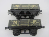 2 Postwar Hornby Gauge 0 NE Open Wagons