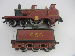 Hand made Gauge 0 12vDC Midland 4-2-2 Single Locomotive and Tender 650