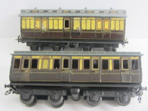 Pair of Carette Gauge One GWR Short Clerestory Roof Bogie Coaches